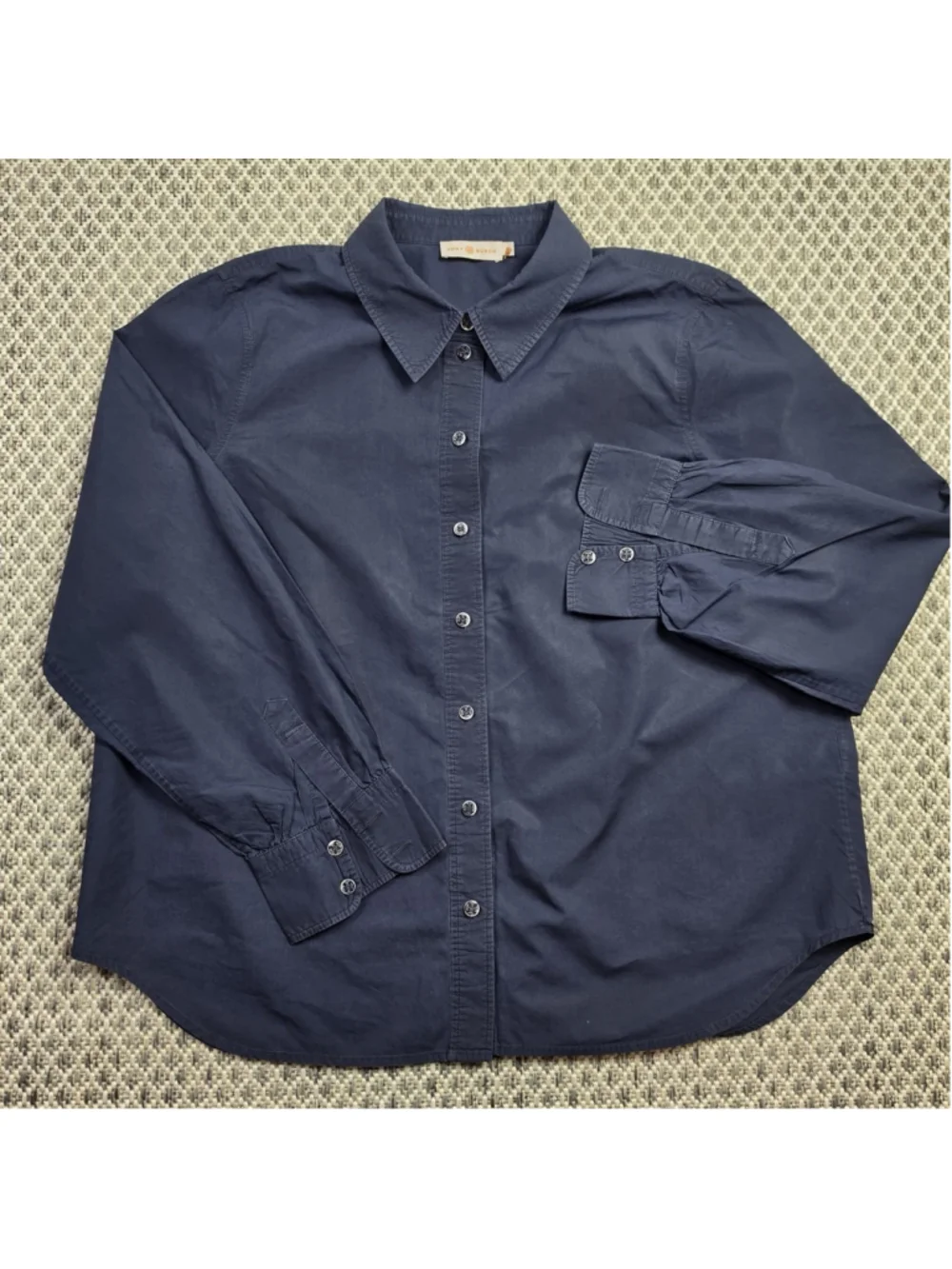 Tory Burch Womens Button Up Shirt Bundle Size 12 Navy Long Sleeve Cotton